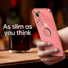 XINLI Straight Edge 6D Electroplate TPU Phone Case with Ring Holder, For Honor 50, For Honor 50 SE, For Honor Play 3