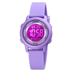 SKMEI 1721 Triplicate Round Dial LED Digital Display Luminous Silicone Strap Electronic Watch