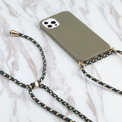 Wheat Straw Material + TPU Shockproof Case with Neck Lanyard, For iPhone 13 Pro Max