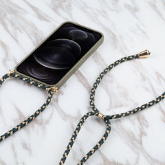 Wheat Straw Material + TPU Shockproof Case with Neck Lanyard, For iPhone 13 Pro Max