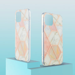 Electroplating Splicing Marble Flower Pattern Dual-side IMD TPU Shockproof Case, For iPhone 13 mini, For iPhone 13, For iPhone 13 Pro, For iPhone 13 Pro Max