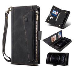 Retro Frosted Horizontal Flip Leather Case with Holder & Card Slot & Wallet & Zipper Pocket & Lanyard, For iPhone 13 Pro Max, For iPhone 13 Pro, For iPhone 13, For iPhone 13 mini, For iPhone 12 Pro Max, For iPhone 12 Pro