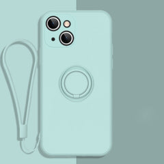 All-inclusive Liquid Silicone Phone Protective Case with Ring Holder & Lanyard, For iPhone 13