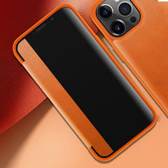 Magnetic Side Window View Shockproof Horizontal Flip Leather Case, For iPhone 13 Pro Max