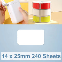 Thermal Printing Label Paper Stickers For NiiMbot D101 / D11, 14 x 25mm 240 Sheets White, 10 x 25mm 225 Sheets White