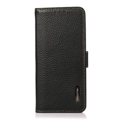 KHAZNEH Side-Magnetic Litchi Genuine Leather RFID Case, For iPhone 13 mini, For iPhone 13, For iPhone 13 Pro, For iPhone 13 Pro Max, For iPhone 12 mini, For iPhone 12 / 12 Pro