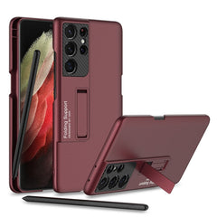 GKK Ultra-thin Shockproof Phone Case with Holder & Pen Slots & Stylus Pen, For Samsung Galaxy S21 Ultra 5G
