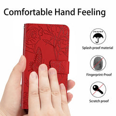 Skin Feel Butterfly Peony Embossed Leather Phone Case, For iPhone 14, For iPhone 14 Plus, For iPhone 14 Pro, For iPhone 14 Pro Max