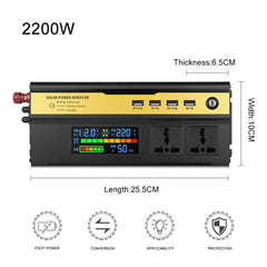 8896 2200W Car Smart Multi-functional Digital Display Inverter, 12V, 24V