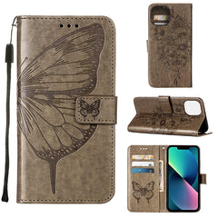 Embossed Butterfly Leather Phone Case, For iPhone 14, For iPhone 14 Plus, For iPhone 14 Pro