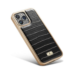 Crocodile Texture Electroplating PU Phone Case, For iPhone 13, For iPhone 13 Pro, For iPhone 13 Pro Max, For iPhone 12 / 12 Pro, For iPhone 12 Pro Max