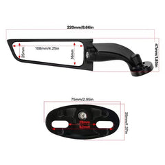 1 Pair Motorcycle Modified Rearview Mirrors Wind Wing Adjustable Rotating Side Mirrors, Adjustable Rotating