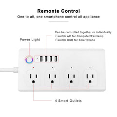 SM-SO301-U 2500W 4 Holes + 4 USB Smart Power Strip, US Plug, ZigBee 10A, WiFi 10A