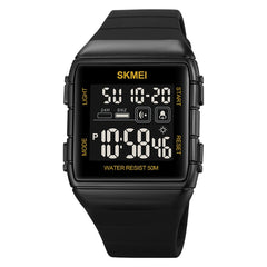 SKMEI 1960 Stainless Steel Buckle Silicone Strap Waterproof Electronic Watch, 1960 Black and Black Machine, 1960 Blue, 1960 Black Gold, 1960 Black and White Machine