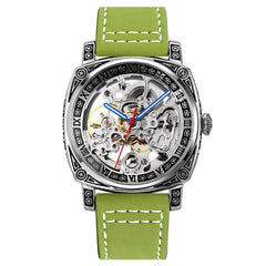 SKMEI 9271 Stainless Steel Buckle Leather Strap Waterproof Mechanical Watch