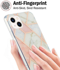 Electroplating Splicing Marble Flower Pattern Dual-side IMD TPU Shockproof Phone Case, For iPhone 14, For iPhone 14 Plus, For iPhone 14 Pro, For iPhone 14 Pro Max