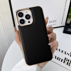Genuine Leather Xiaoya Series Nano Electroplating Phone Case, For iPhone 14, For iPhone 14 Plus, For iPhone 14 Pro, For iPhone 14 Pro Max, For iPhone 13, For iPhone 13 Pro