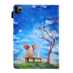 For iPad Pro 11 (2020) & (2018) Painted Pattern Tablet PC Protective Leather Case with Bracket & Card Slot & Photo Holder, Elephant Rabbit, Blue Pink Pineapple, Red Flower Pink Butterfly, Rose Flower, Red Flower Blue Butterfly, Pear Flower             ...
