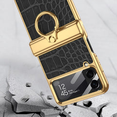 GKK Integrated Plating + Leather Flip Phone Case, For Samsung Galaxy Z Flip4
