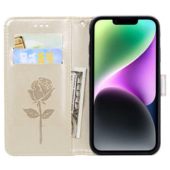 Rose Embossed Flip PU Leather Phone Case, For iPhone 14 Plus, For iPhone 14 Pro Max, For iPhone 14 Pro, For iPhone 14