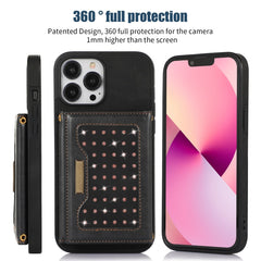 Three-fold RFID Leather Phone Case with Lanyard, For iPhone 13 Pro Max, For iPhone 14, For iPhone 14 Plus, For iPhone 14 Pro