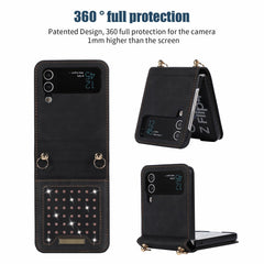 Three-fold RFID Leather Phone Case with Lanyard, For Samsung Galaxy Z Flip3 5G, For Samsung Galaxy Z Flip4, For Samsung Galaxy Note20 Ultra, For Samsung Galaxy S20