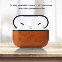 Anti-fall Crazy Horse Texture PU Leather Protective Case with Carabiner, For AirPods Pro, For AirPods 1 & 2