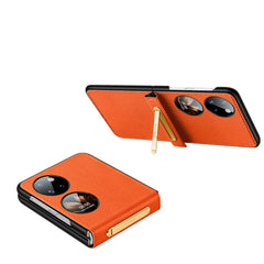 SULADA Invisible Bracket Leather Back Cover Phone Case, For Huawei P50 Pocket, For Samsung Galaxy Z Flip4, For Samsung Galaxy Z Flip3 5G
