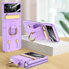 GKK Ultrathin Shockproof Phone Case with Ring Holder / Wrist Strap, For Samsung Galaxy Z Flip3 5G