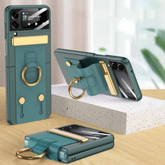 GKK Ultrathin Shockproof Phone Case with Ring Holder / Wrist Strap, For Samsung Galaxy Z Flip3 5G
