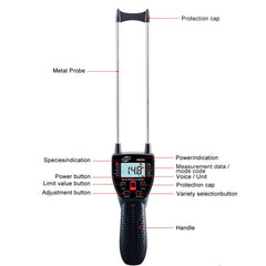 BENETECH GM650A Grain Moisture Meter, Battery Not Included, 30cm