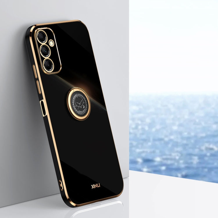 XINLI Straight Edge 6D Electroplate TPU Phone Case with Ring Holder, For Samsung Galaxy A15, For Samsung Galaxy A55, For Samsung Galaxy A35 5G