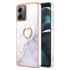 Electroplating Marble IMD TPU Phone Case with Ring Holder, For Motorola Moto G14, For Motorola Moto E13, For Motorola Moto G53 5G