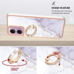 Electroplating Marble IMD TPU Phone Case with Ring Holder, For Motorola Moto G04 4G / G24 4G, For Motorola Moto G34, For Motorola Moto G84, For Motorola Moto G54