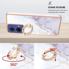 Electroplating Marble IMD TPU Phone Case with Ring Holder, For Motorola Moto G85, For Motorola Edge 50 Ultra, For Motorola Edge 50 Pro, For Motorola Edge 50 Fusion
