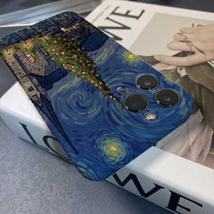 Precise Hole Oil Painting Pattern PC Phone Case, For iPhone 15 Plus, For iPhone 15