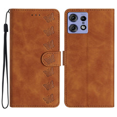 Seven Butterflies Embossed Leather Phone Case, For Motorola Edge 50 Pro, For Motorola Edge 50 Fusion, For Motorola Moto G84 5G, For Motorola Moto G54 5G