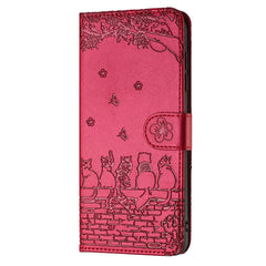 Cat Embossing Pattern Leather Phone Case with Lanyard, For iPhone 16e / 17e, For iPhone 17 Pro Max, For iPhone 17 Pro, For iPhone 17