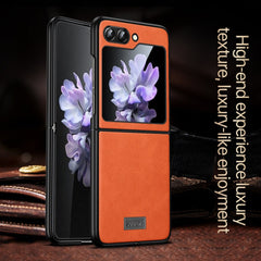 SULADA Shockproof TPU + Handmade Leather Phone Case, For Samsung Galaxy Z Flip6 / Flip7 FE, For Samsung Galaxy Z Flip5, For Samsung Galaxy Z Flip4