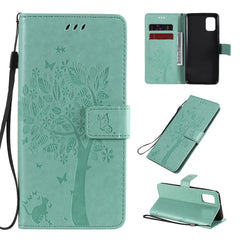 Tree & Cat Embossed Pattern Horizontal Flip Leather Case with Holder & Card Slots & Wallet & Lanyard, For Samsung Galaxy A31, For Samsung Galaxy A41