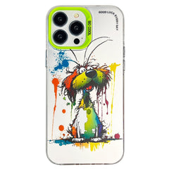 Double Layer Color Silver Series Animal Oil Painting Phone Case, For iPhone 14 Pro