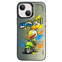Double Layer Color Silver Series Animal Oil Painting Phone Case, For iPhone 13
