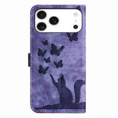 Butterfly Cat Embossing Flip Leather Phone Case, For iPhone 17 Pro Max, For iPhone 17 Pro, For iPhone 17, For iPhone Air