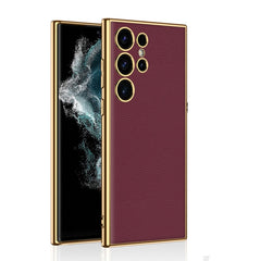 GKK Plating TPU + Leather Full Coverage Phone Case, For Samsung Galaxy S24 Ultra 5G, For Samsung Galaxy S24+ 5G, For Samsung Galaxy S24 5G