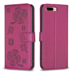 Four-leaf Embossed Leather Phone Case, For iPhone 7 Plus / 8 Plus