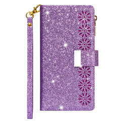 Multi-card Slots Starry Sky Laser Carving Glitter Zipper Horizontal Flip Leather Case with Holder & Wallet & Lanyard, For iPhone 6 Plus / 6s Plus