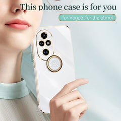 XINLI Straight 6D Plating Gold Edge TPU Shockproof Case with Ring Holder, For Honor 200 Pro, For Honor Play 50, For Honor 200 Lite Global