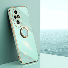 XINLI Straight 6D Plating Gold Edge TPU Shockproof Case with Ring Holder, For Honor 200 Pro, For Honor Play 50, For Honor 200 Lite Global