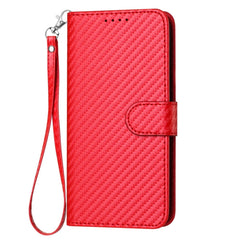 YX0070 Carbon Fiber Buckle Leather Phone Case with Lanyard, For iPhone 15, For iPhone 14 Plus, For iPhone 14