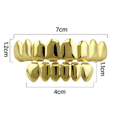Hip Hop Accessories Gold Tooth Set Real Gold Plating Smooth Upper Eight Lower Six Denture Set